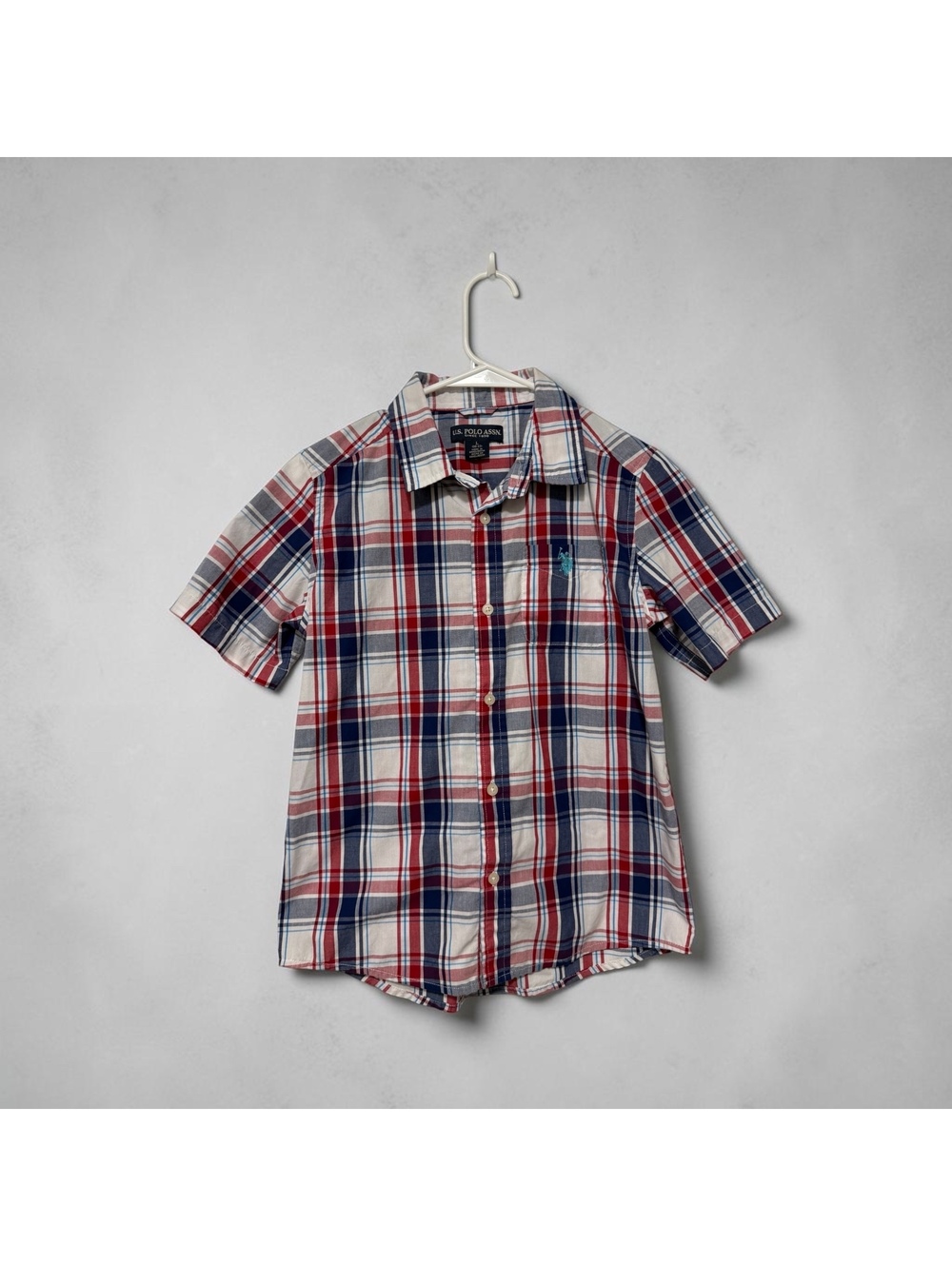 U.S. Polo Assn. Preppy Plaid Button Down Shirt Boys size Large 10/12